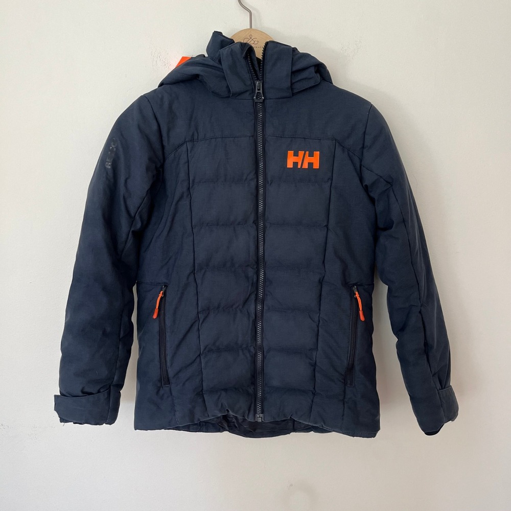 Helly Hansen Kids Navy Blue Orange RECCO Insulated Ski Jacket Size 140 10